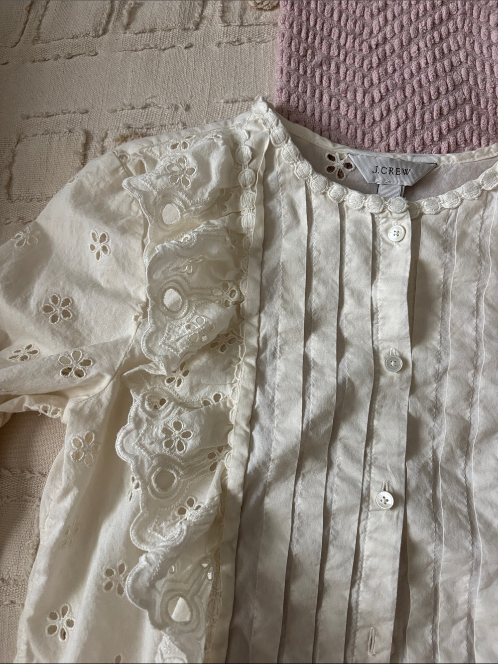 J Crew Floral Eyelet Button Up Blouse Petite